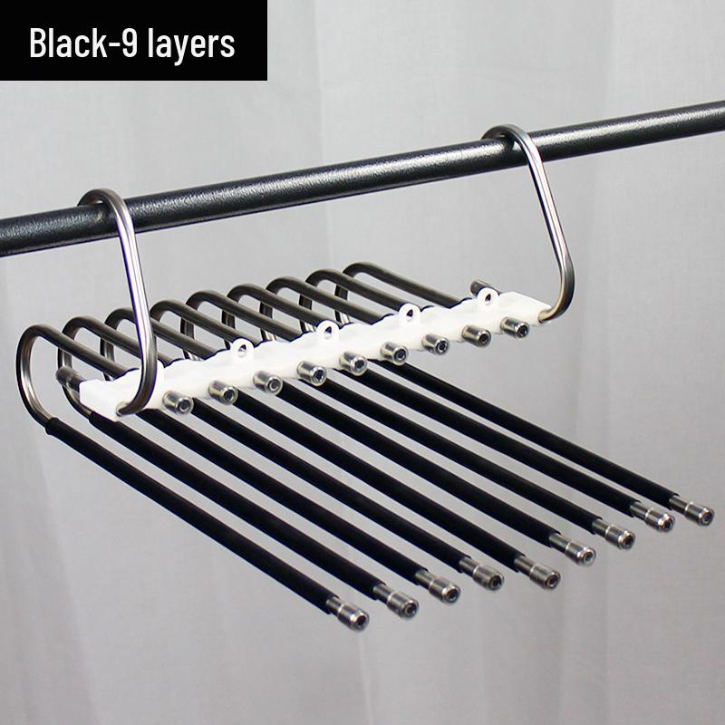 Stainless Steel Multi-Layer Folding Pants Hanger with Clips - Magic Storage Rack for Wardrobe