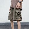 Мужские шорты-карго с эластичной талией, регулируемые на шнурке, широкие шорты с карманами, однотонные, свободного кроя, повседневные шорты