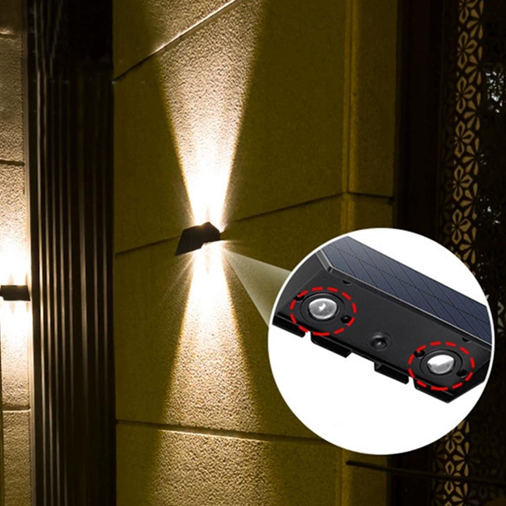 Solar Fence Lights, Lights Powered Warm Wall Lights,Outdoor Waterproof 0.95W/43LM+5LM Dusk To Dawn Deck Light For Yard Pool Railing Patio Porch