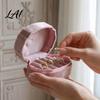 Travel Jewelry Case for Women Velvet Multi Slots Box Mini Ring Soft Inner Organizer Earring Holder Oval Shape Portable Storage Wedding Proposal