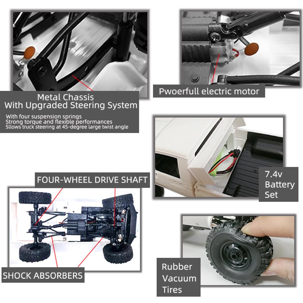 2024 Новый полномасштабный радиоуправляемый автомобиль 1:16 2.4G 4WD Rock Crawler Electric Buggy Climbing Truck LED Light on-road 1/16 для детей Подарки Игрушки