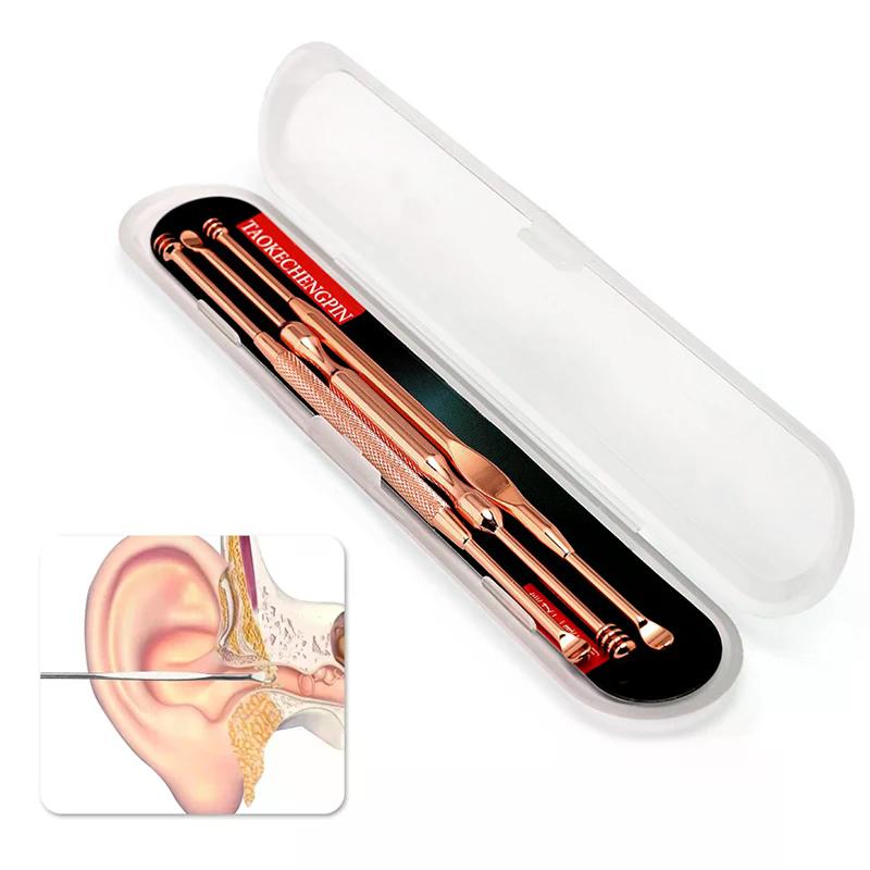1/3 шт. Двусторонний очиститель для удаления ушной серы из нержавеющей стали, удалитель ушной серы, 360° чистка, ушная палочка, инструменты для ухода за ушами из нержавеющей стали