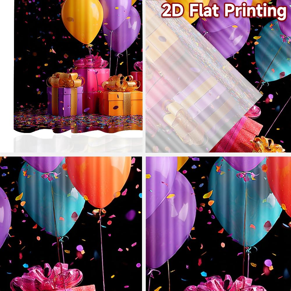 2D flat printing 2pcs Curtains Birthday Balloons Confetti Gifts Digital Printed Polyester Drapes Festive Holiday Perfect for