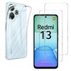 Чехол для Xiaomi Redmi 13 - Phonillico® - Мягкий - Прозрачный - 2 Закаленных стекла - Устойчивый к царапинам