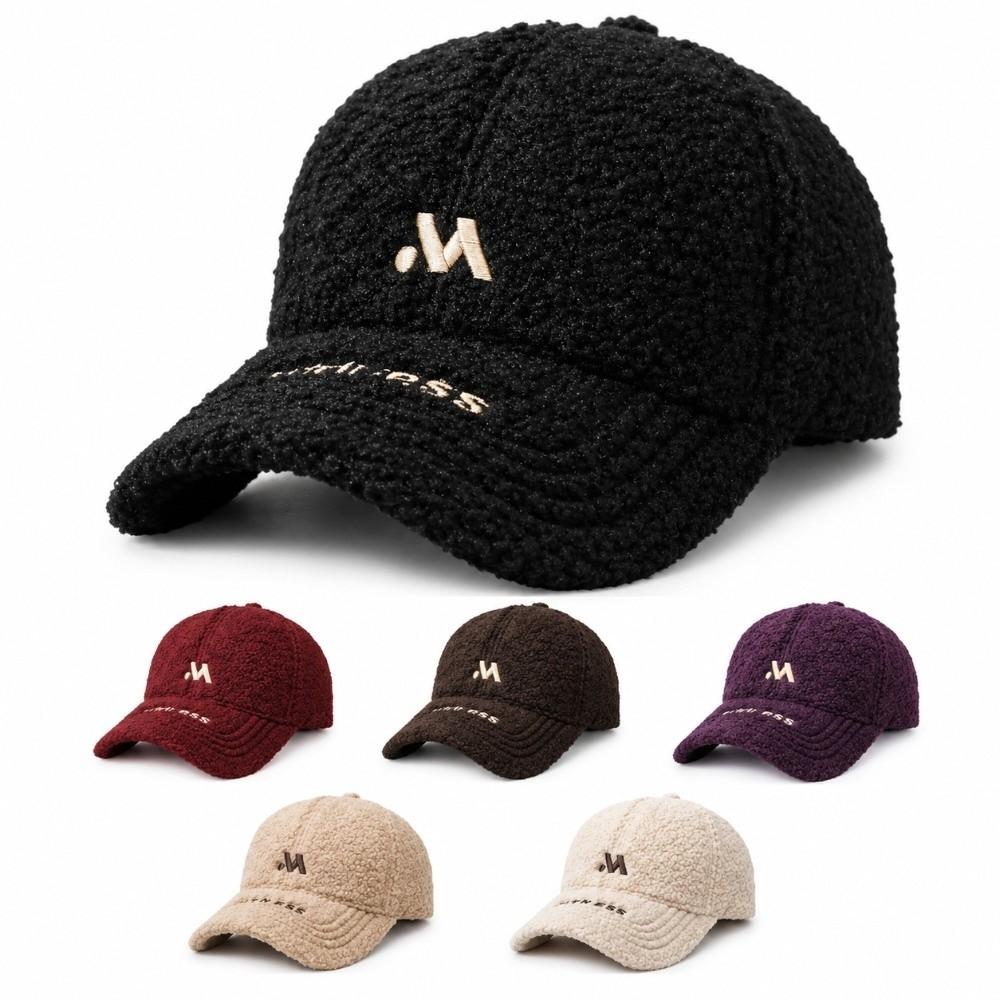 Teddy Velvet Baseball Cap Imitation Cashmere Embroidered Cap Simple Plush Duckbill Cap  Unisex