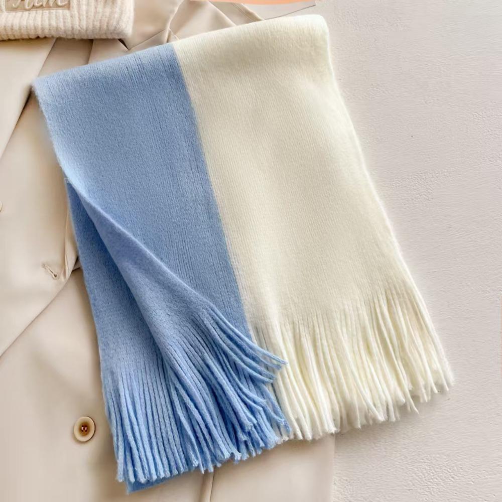 Korean Style Long Wool Tassel Scarf Thickened Winter Neckerchief Women Cashmere Scarf Women/Male