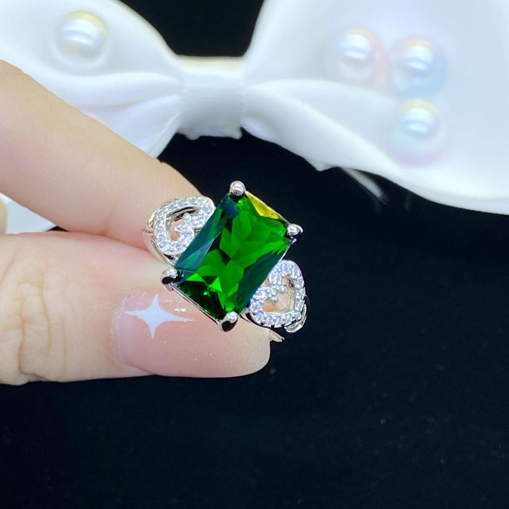 BELLA BOX Luxury Square Green Shape Zircon Rings For Women Classic Wedding Ceremony Ring Dazzling Accessories Jewelry Patry