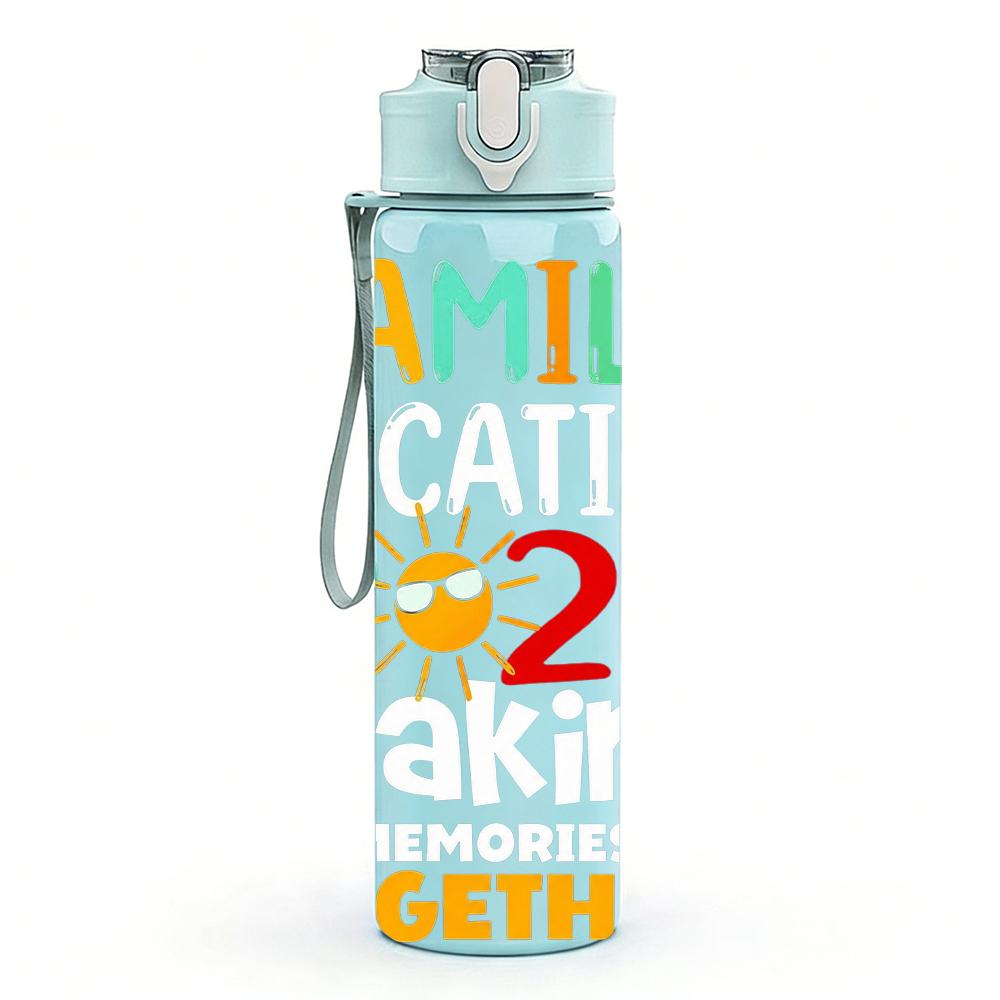 1PC Family 2026 Together Lettering 750ml Color Plastic Water Bottle Leakproof Flip Straw Lid For Sports Office Home Use