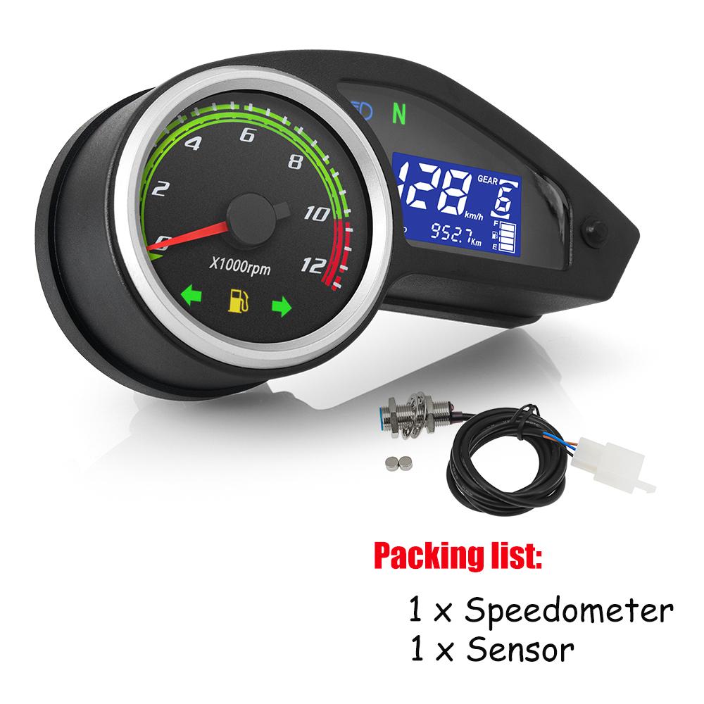 12 В универсальный спидометр для мотоцикла 12000 об/мин ЖК-тахометр с указателем поворота мото цифровой датчик одометр для Бразилии GY200