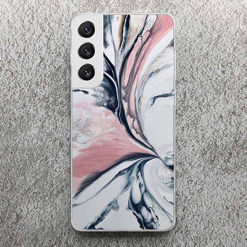 Fashion Gold Pink Geometric Marble Print Soft Case for Samsung Galaxy S25 S24 S23 S22 Ultra S21 Plus S20 FE Phone Shell S10 + Pa