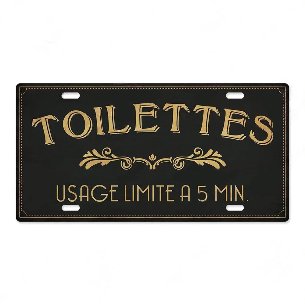 Restroom Metal Signs Wall Decor Plaque Metal Vintage License Plate for Home Bar Club Toilet Bathroom Restroom