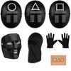 The Game Mask+BlackGloves+ Black Face Mask+ 1x Playing Card For Carnival For Men And Women Set Of Four
