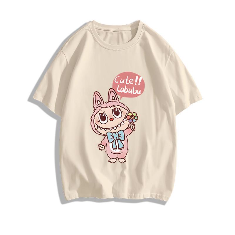 Футболка Labubu повседневная с коротким рукавом и круглым вырезом, унисекс, повседневный модный тренд