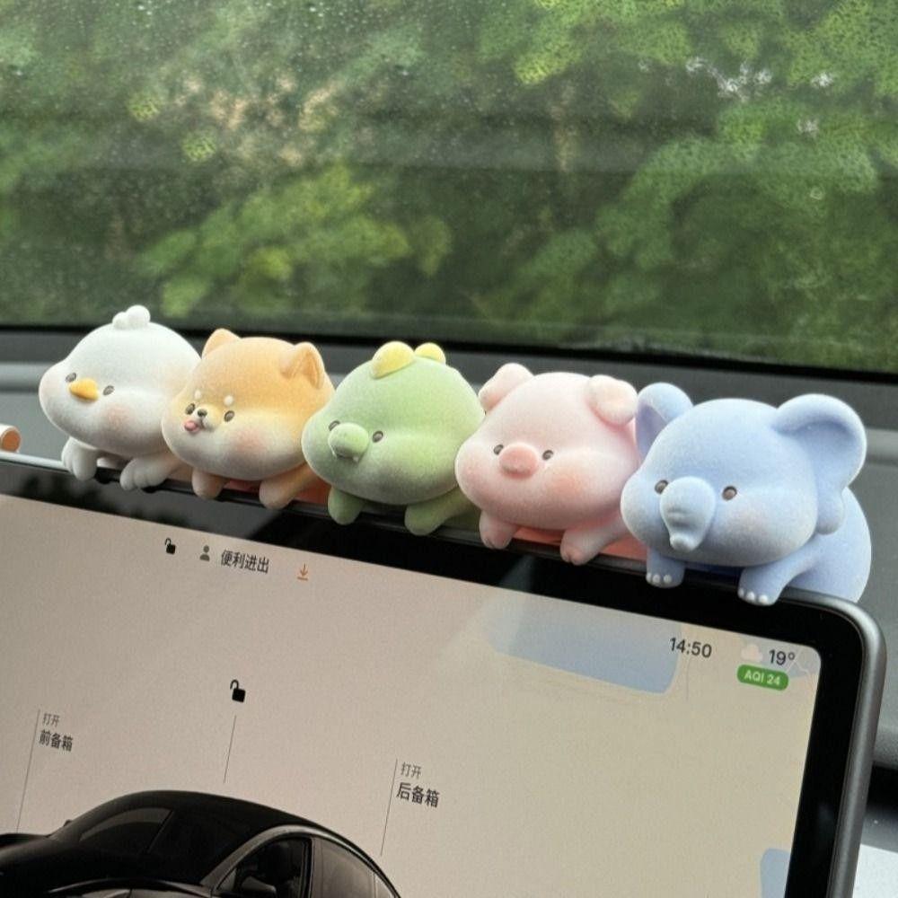 Flocking Computer Monitor Topper Panda Dog Pig Center Console Doll  Desk Decoration