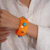 Wide Acrylic Rhinestone Bangle Turquoise Retro Hand Ring Turquoise Acrylic Bracelet  Women
