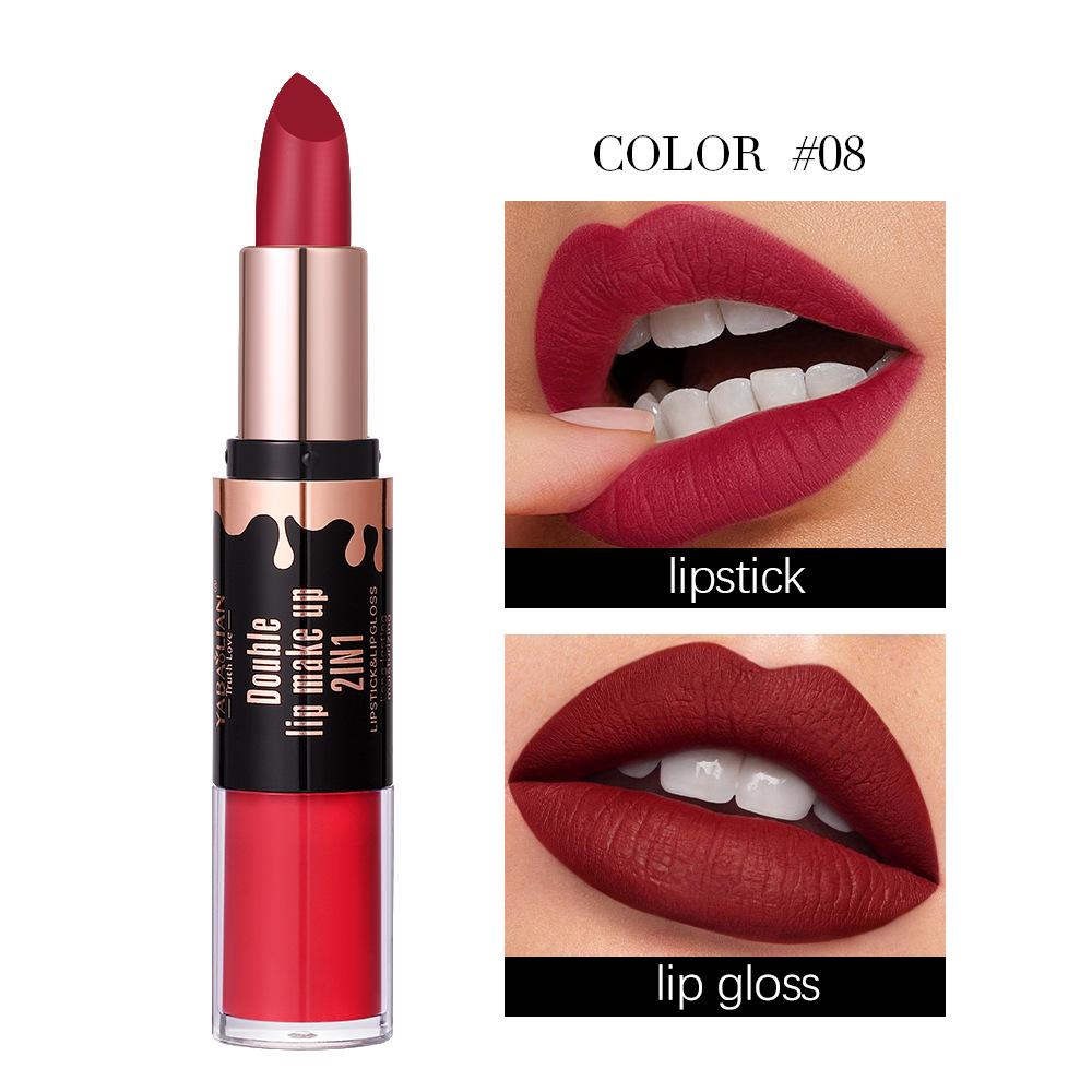 Двухкомпонентная матовая помада для губ с антипригарным покрытием Cup Velvet Mist Lip Glaze 2-в-1 водостойкий стойкий увлажняющий блеск для губ