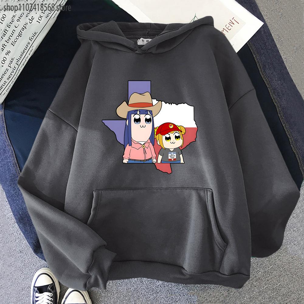 Cartoon Print Pop Team Epic Hoodie Pipimi and Popuko Graphic Sweatshirt Hip Hop Pullover Female Streetwear Harajuku Unisex Hoody