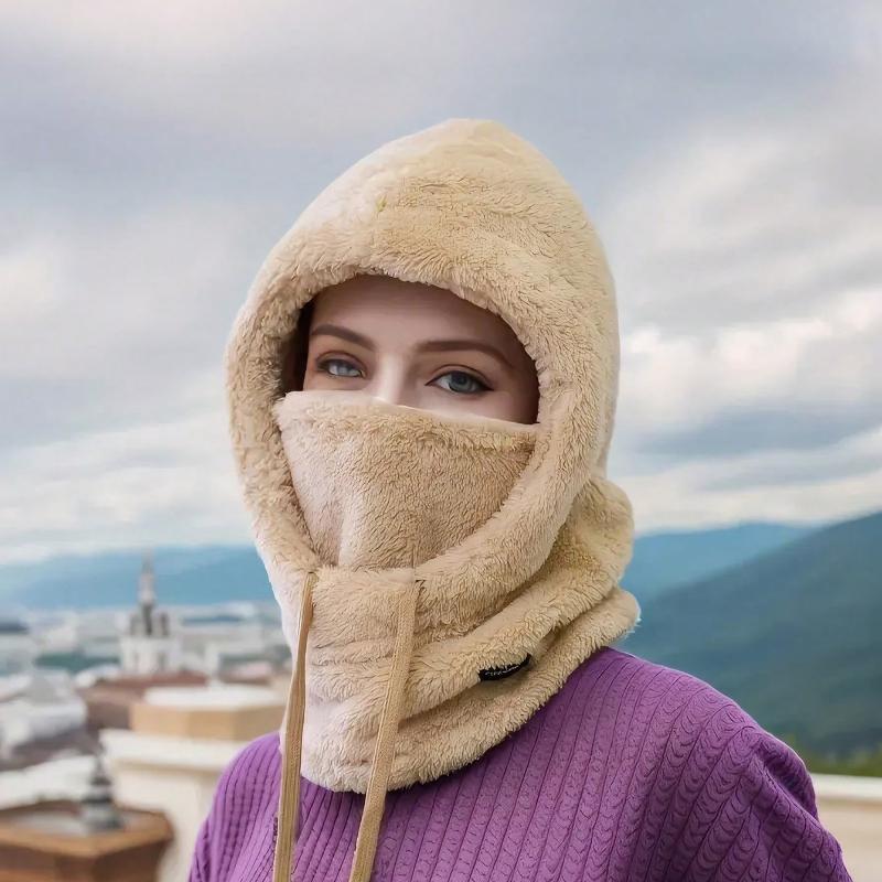 1 шт. Зимняя шапка-балаклава для ушей и шеи с термоподкладкой, лыжная маска для лица, вязаная полиэстеровая балаклава для головы и шеи, унисекс, легкая, случайный ярлык