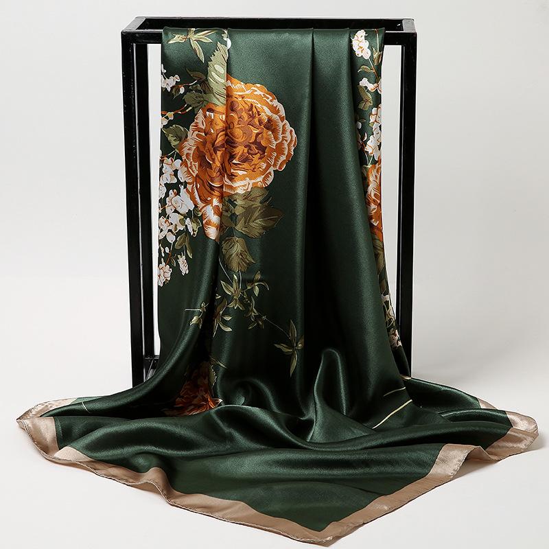 Весна/лето Новый женский шелковый шарф 90 * 90 см Имитация шелкового твила квадратный шарф Модный принт большой квадратный шарф профессиональный шарф