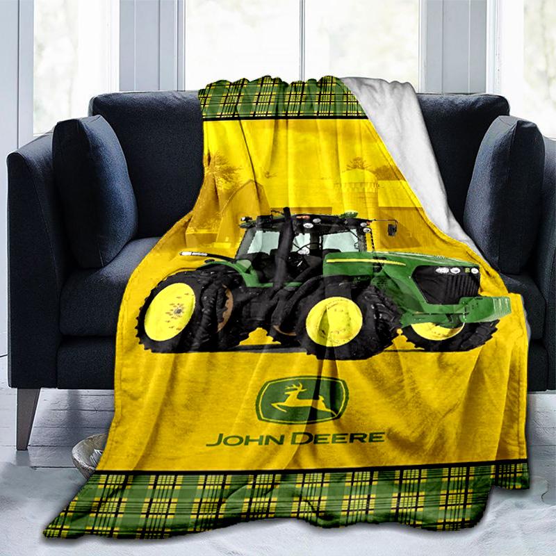 John Deere Logo Design Blanket Suitable for Sofas, Beds, Offices, And Camping - Perfect Gift for Halloween Christmas