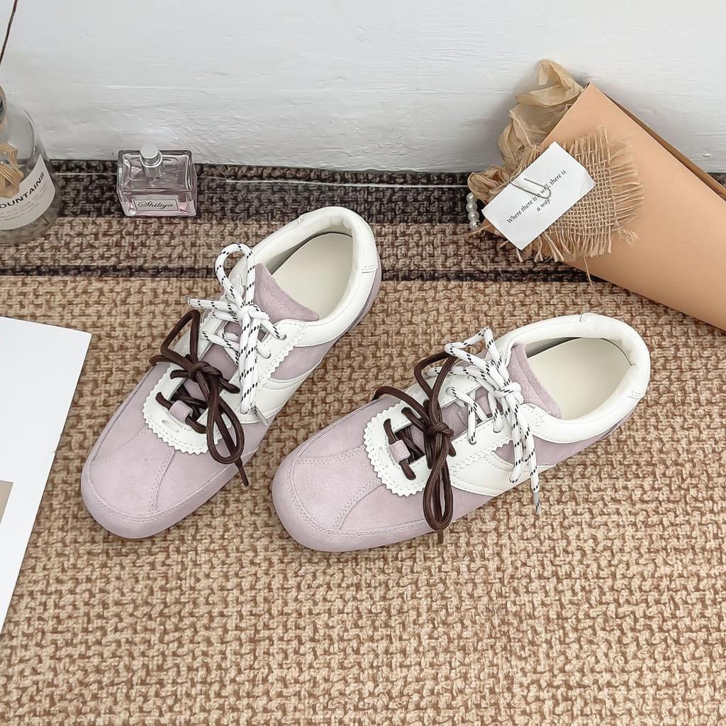 Grape Mother Summer New Retro Sports Shoes Women's Thick-soled Inner Height Increase German Training Shoes Women's Versatile Shallow Mouth Forrest Gum