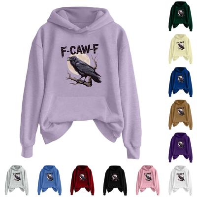 Женская модная повседневная толстовка с длинным рукавом, капюшоном и принтом