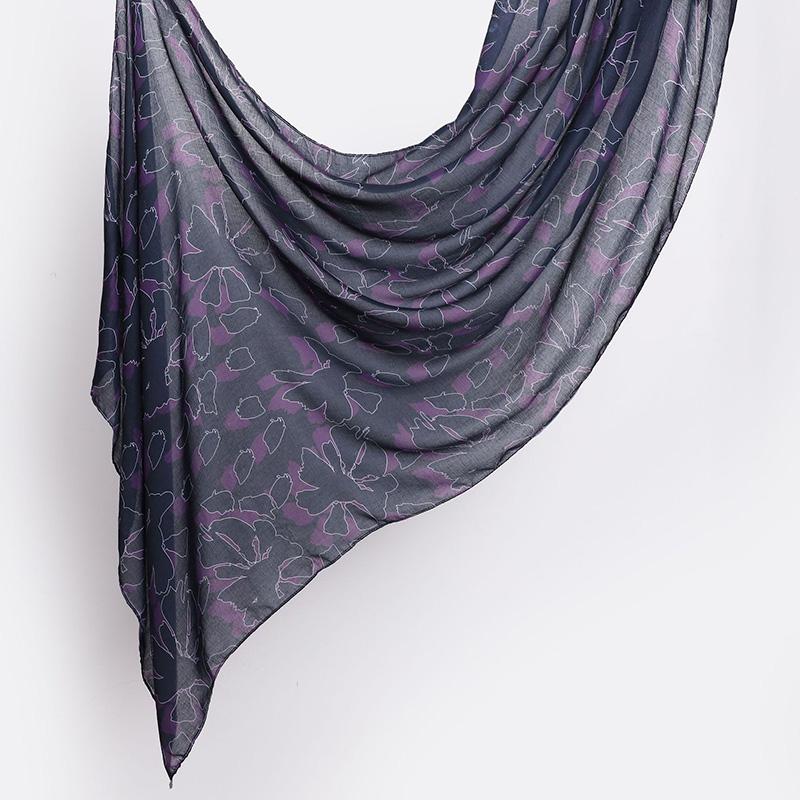 Watercolour Floral Printed Hijab Scarf Bandana Headband Vintage Modal Breathable Light Soft Long Handkerchief Muslim Shawl