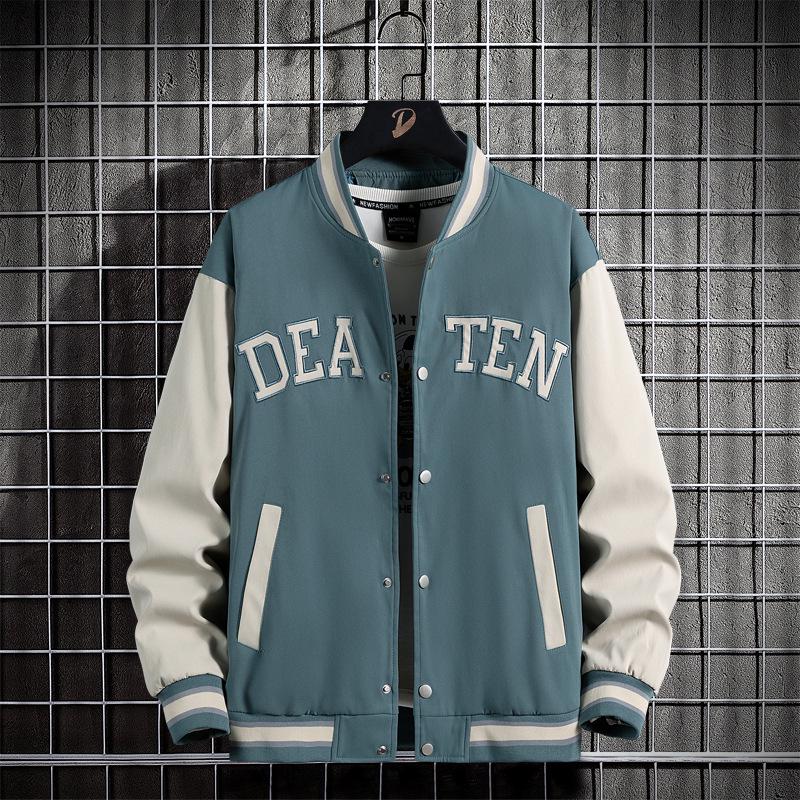 Мужская тонкая бейсбольная куртка большого размера с вышивкой для весны и осени