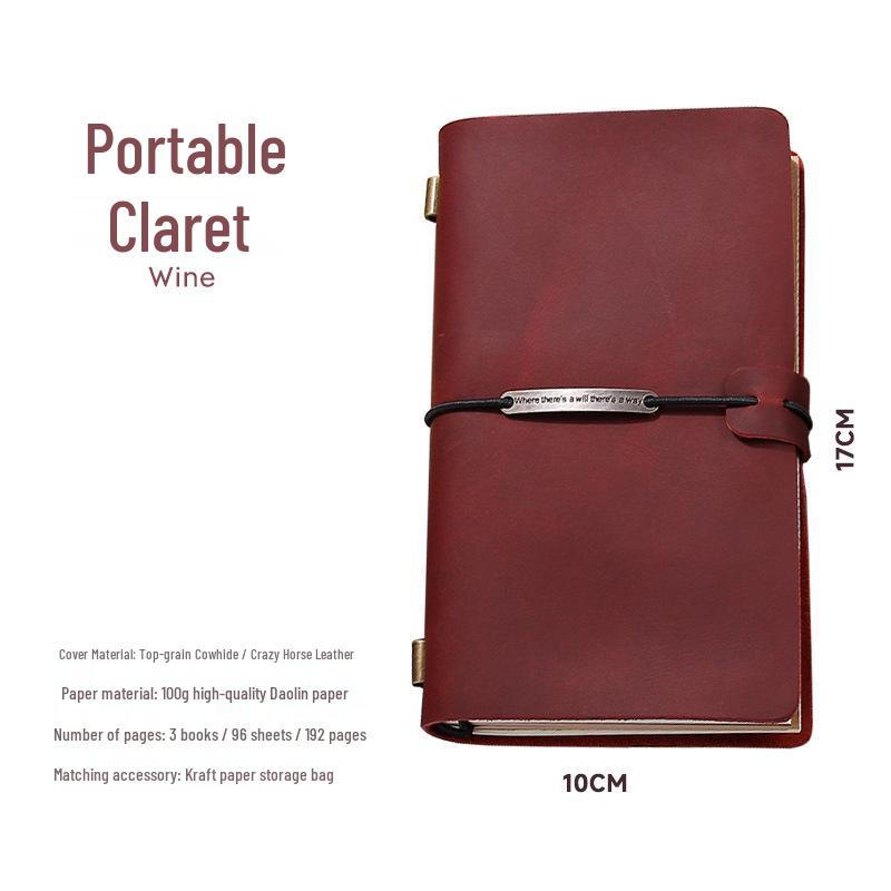 Genuine Leather Retro Traveler Notebook - Crazy Horse Finish, High-end Business Planner with Engraved Logo