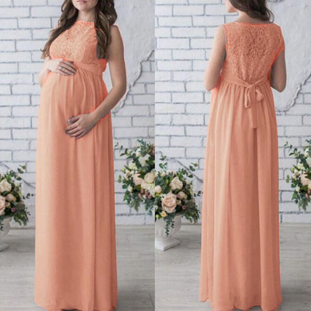 Women Pregnant Lace Long Maxi Maternity Gown Photography Props Dress Clothes