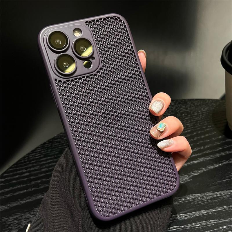 Охлаждающий сетчатый защитный чехол для линз из стекла для iPhone 16 15 14 11 12 13 Pro Max 16 Plus, жесткий противоударный чехол с рассеиванием тепла