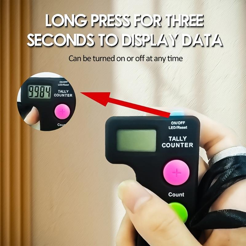 Digital Finger Counter Adjustable Manual Counting Tool Comfortable Grip LED Display Tally Counter for Scoring Counting