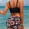2024 European-American Print Tankini Bikini with Shorts