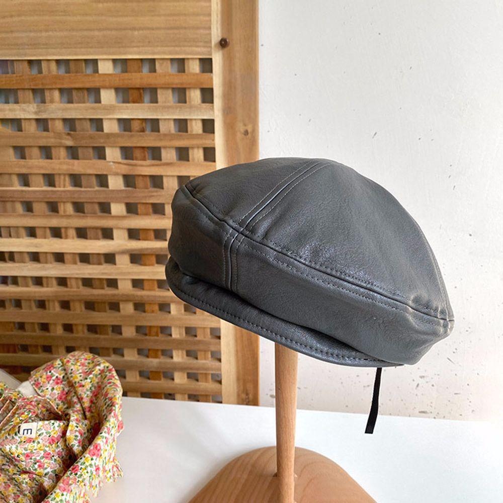 Стильная зимняя универсальная шляпа для девочек в корейском стиле, береты из искусственной кожи, шляпа художника, женская восьмиугольная кепка