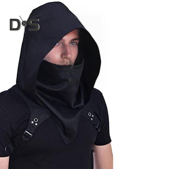 Капюшон-капюшон в стиле киберпанк, короткий шарф, средневековый плащ, шляпа ассасина, языческий костюм, аксессуар, плащ воина, наряд для косплея на Хэллоуин