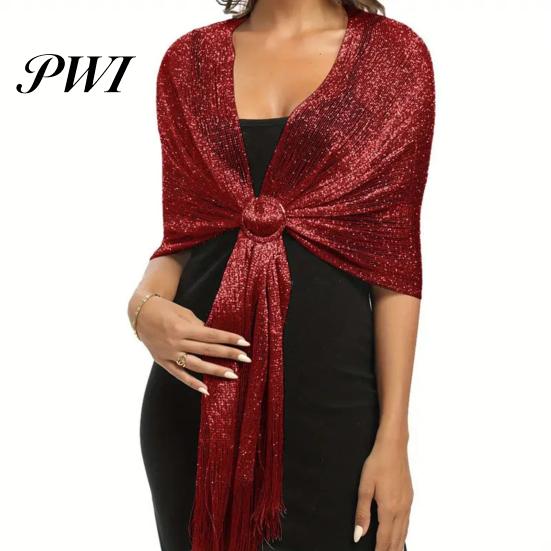 Metallic Wire Shawl Women Sparkling Bridesmaid Scarves 1920s Style Wraps with Scarf Button Wedding Party Accessories Outdoor Homecoming Dance