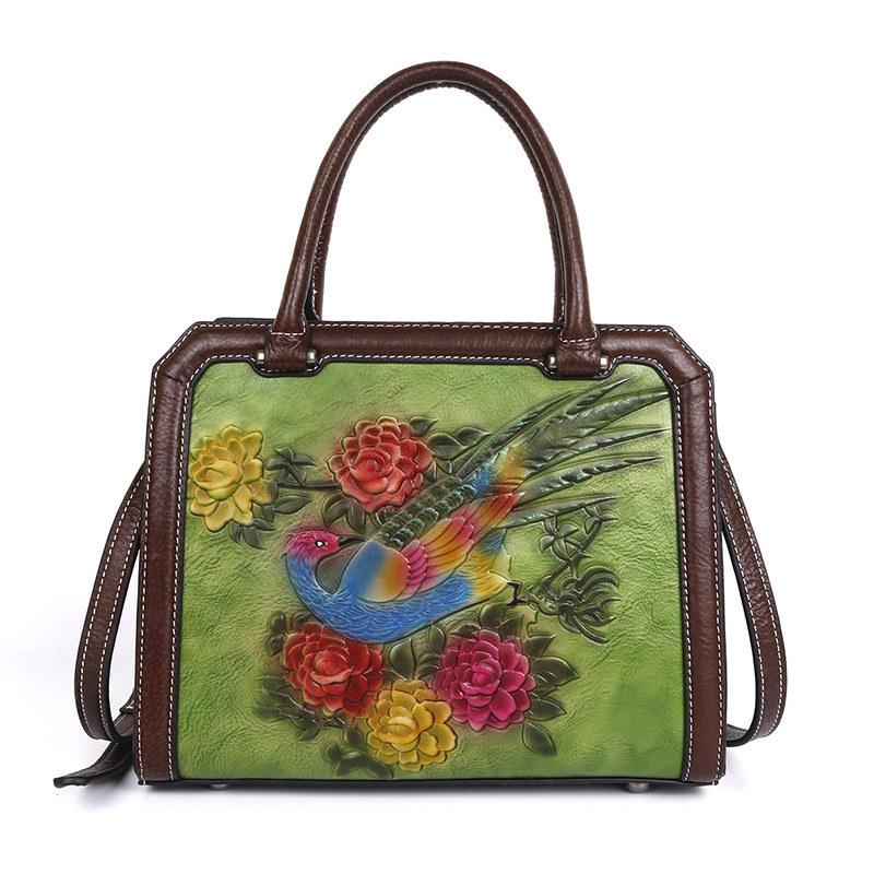 Сумки через плечо с тиснением в виде цветов феникса для женщин, модные сумки из натуральной кожи, модная сумка через плечо, кошелек