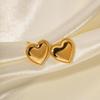 18K Gold-Plated Stainless Steel Heart Stud Earrings - Trendy European and American Design