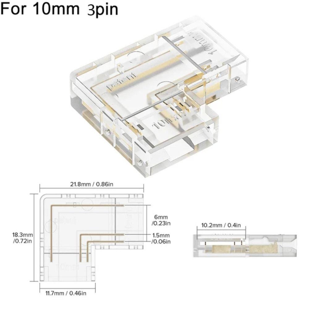 COB LED разъемы 90 градусов L-образный угол 5/8/10 мм без пайки для CCT FCOB RGB ленточных светильников 2/3/4-контактный разъем полоса к полосе