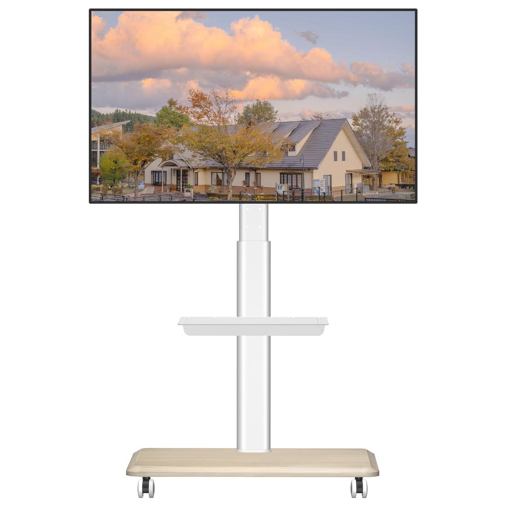 Rfiver Подставка под телевизор настенная подставка под телевизор с телевизором совместима с высотой стойки под телевизор деревянная нагрузка 40 до для коммерческого использования дома белый белый, ролики,