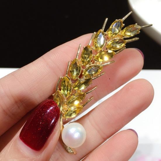 Atmospheric Gold Wheat Ear Brooch Men'S Suit Business Casual Pin Femininity Simple Accessories