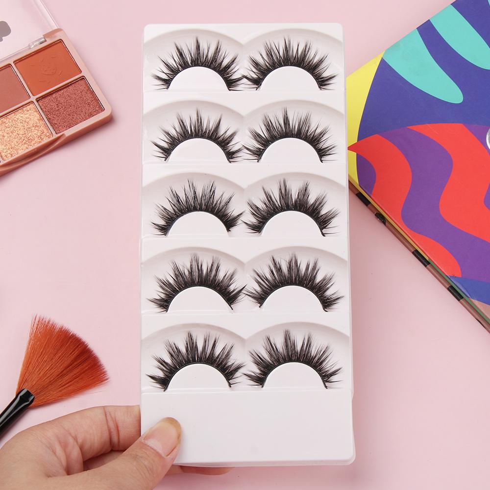 5 Pairs Makeup Soft Cross Natural Black Eye Lashes Extension False Eyelashes Handmade