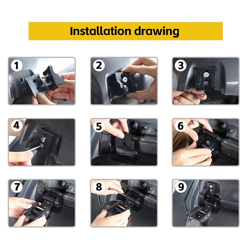 Engine Hood Latches Locking Hood Catch Kit Metal Hood Locks Fit for Jeep Wrangler JK JL JT