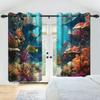 2Pcs Underwater World Pattern Blackout Curtains Coral Fish Window Drapes Thermal Insulated Children Bedroom Living Room Decor