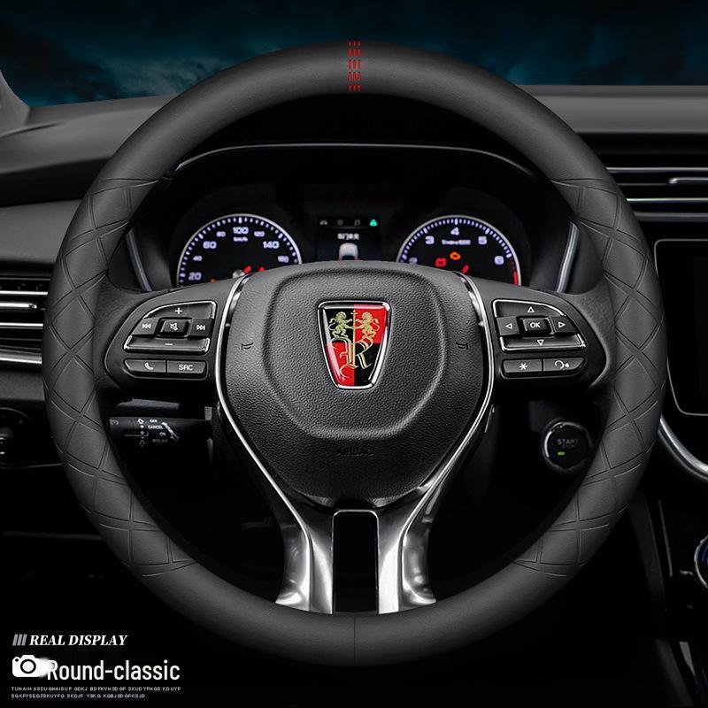 Hand-Stitched Genuine Leather Steering Wheel & Handle Cover for Roewe RX5, Ei5, I6, 360, RX8 MAX