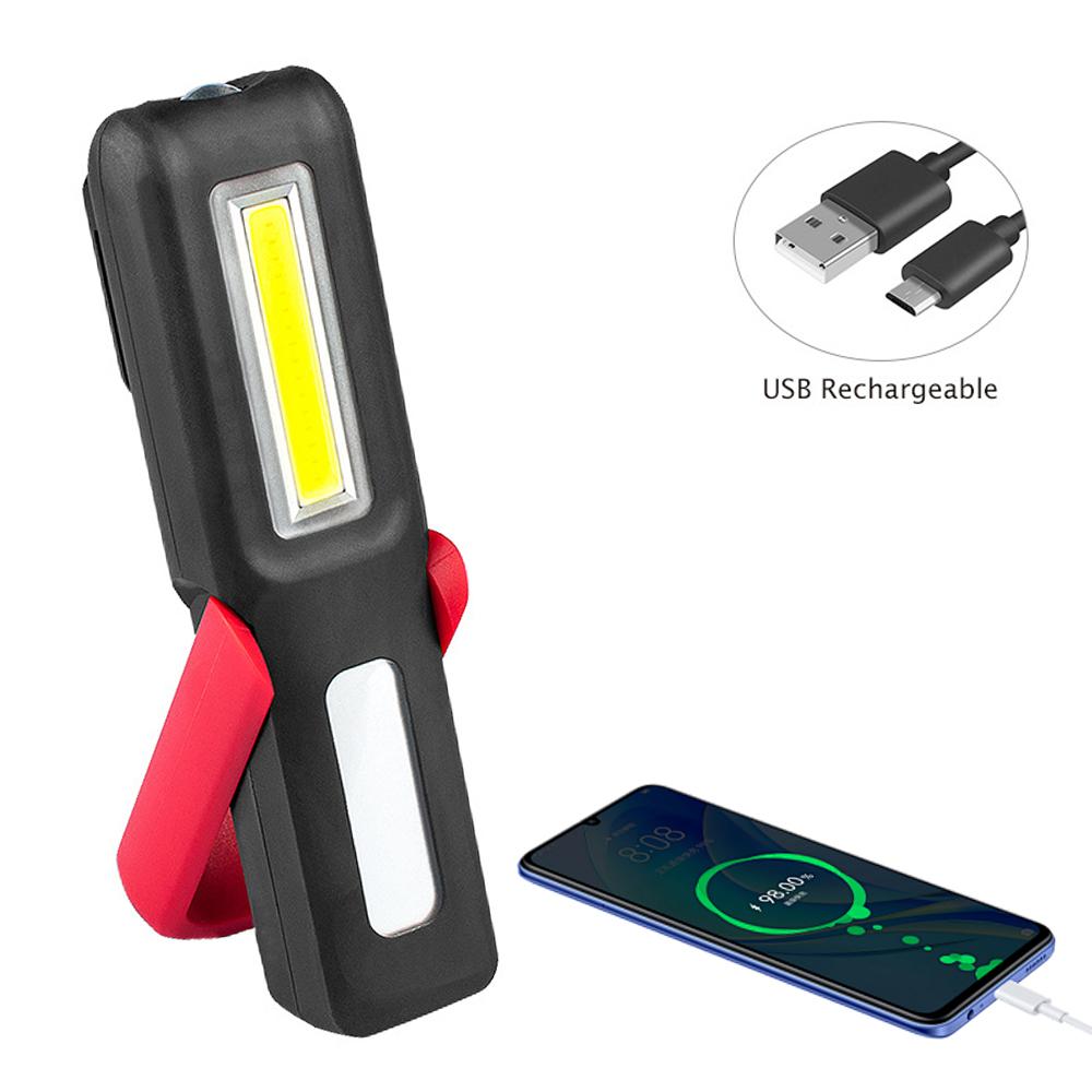 Portable LED Work Light COB Magnetic Flashlight Super Bright Mechanic Car Emergency Light Rechargeable Magnetic Warning Lighting