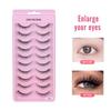 10 Pairs Black Pointed Tip False Eyelashes, Hard Stem, Korean Style Double Eyelid Support