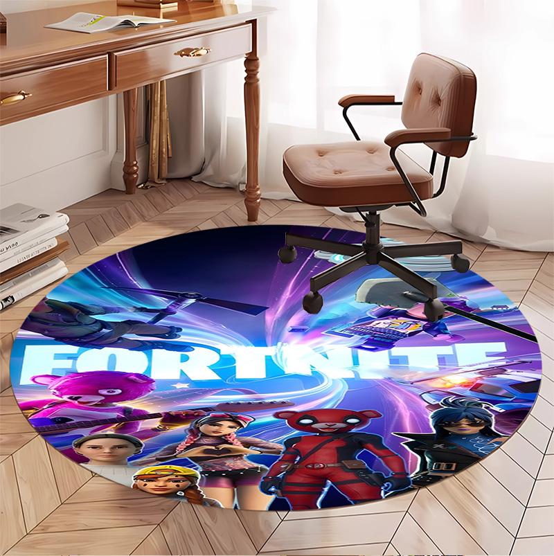 Game Fortnite Pattern Round Rug, Indoor/Outdoor Mat, for Picnic, Gameroom, Bedroom, Office, Living Room, Home Decor Carpet, Birthday Gift