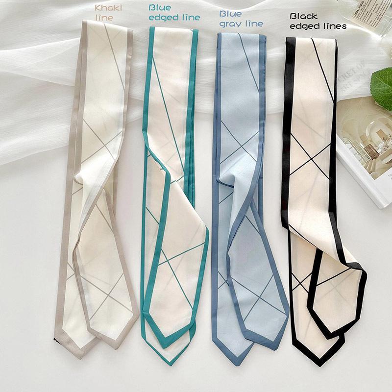 Luxary Korean Twill Decorative Ribbon Small Scarf for Women Hair Band Small Scarf Binding Bag Handle Ribbon Headband Lady Tie