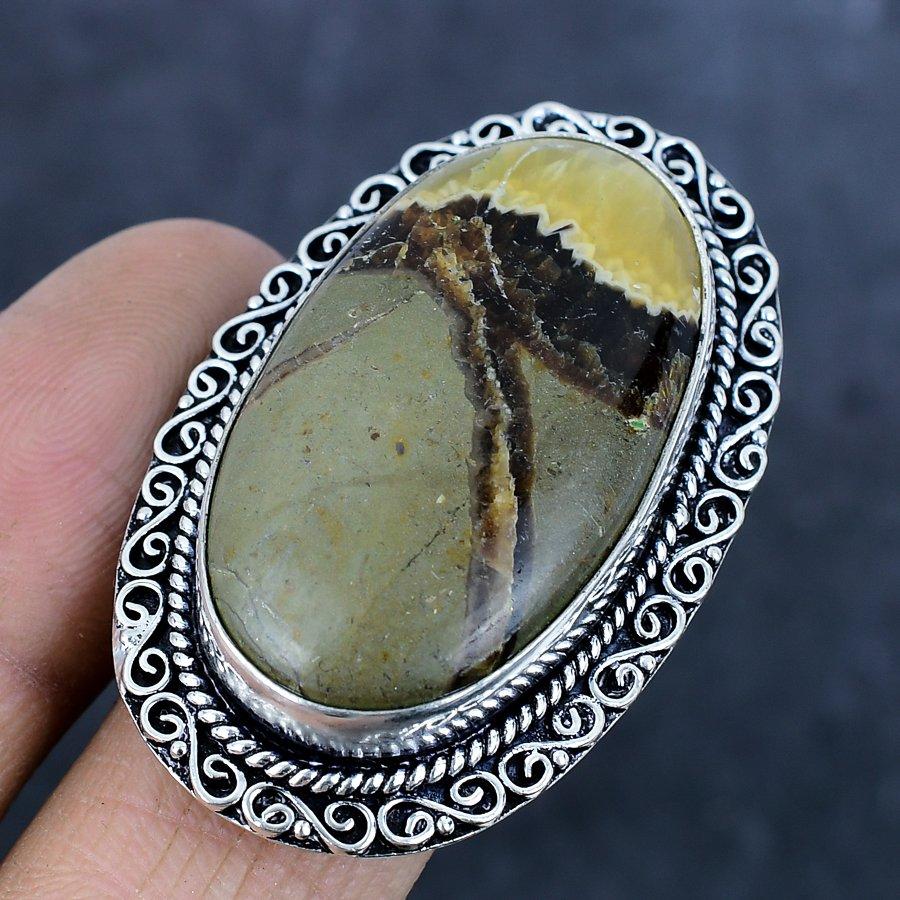 Natural Septerian Stone Gemstone 925 Sterling Silver Jewelry Ring Size 10 o7L06
